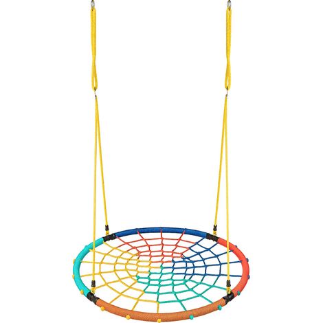 Aga Nestschaukel 100 cm, Rundschaukel verstellbar Garten-Schaukel 150 Kg belastbar, Kinderschaukel Tellerschaukel Hängeschaukel, Vierfarbig