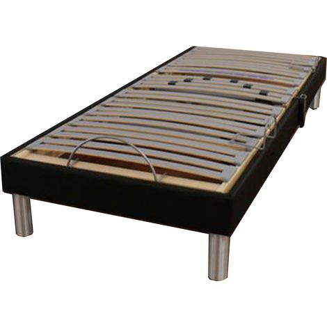 Sommier électrique relaxation tous lattes cadre tissu noir 80 x 200 cm