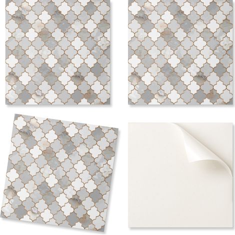 Baldosas de vinilo autoadhesivas perfectas para interiores modernos. Dise帽o de mosaico con formas. 4x50x50 cm.