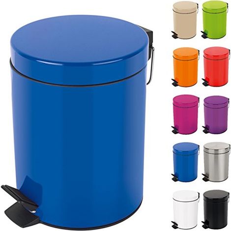 Spirella Pattumiera Sydney in Metallo da 3 o 5 Litri con Contenitore Interno in Plastica Riciclata per Bagno, Pattumiera a Pedale, Blu (1/4)