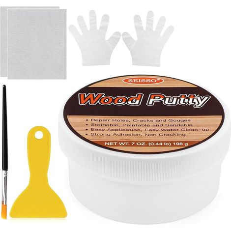 Mastic À Bois Gris 200G, Mastic de Réparation du Bois Kit de RéParation de Meubles en Bois Pour Restaure Les Tables, Les Armoires, Les Sols et Les Portes (1/5)