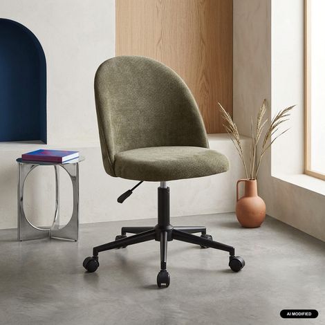 sweeek - Chaise de bureau à roulettes tissu kaki - Phyl (1/5)