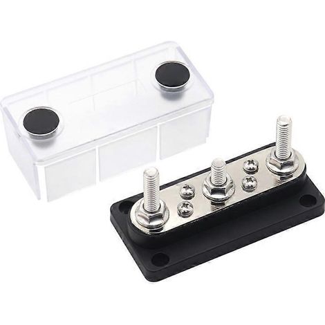 Bloc de distribution d'alimentation 48 V, bornier à barres omnibus 150 A avec couvercle, 3 x 5/16 (1/5)