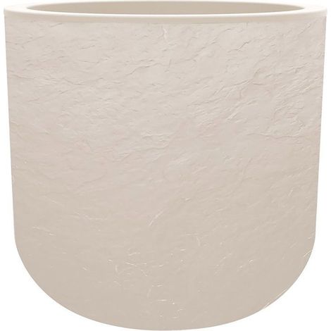 Pot de fleurs Rond 50 cm - EDA - Volcania Up - 67 L - Intérieur/Extérieur - Décor Pierre - Ø 48,5 x H. 46,2 cm - Beige Calcaire
