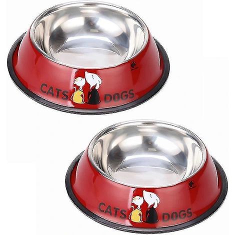 Filiyano-Gamelle pour chien en acier inoxydable, couleur peinte, résistante aux chutes et antidérapante, rouge (26 cm) (1/5)