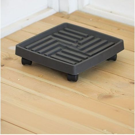 Socle mobile pour pots de fleurs avec roulettes, plateau plastique robuste, facile à déplacer, multifonction, 27×31×6,3 cm (1/5)
