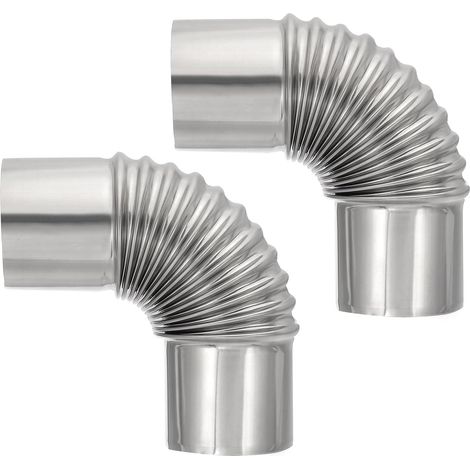 Tubo de estufa de 90 grados, 2 piezas, codo de 2,36 pulgadas, extensión de chimenea de acero inoxidable para estufa de leña de tienda de campaña y exteriores. (1/5)