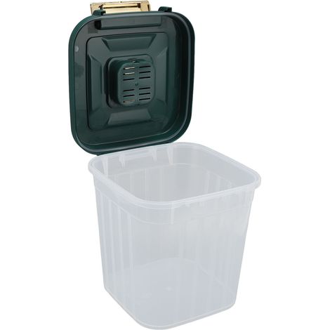Contenitore multifunzionale per la conservazione del riso in ambito domestico, contenitore per cereali spessi, colore verde, capacità 10 kg. (1/5)