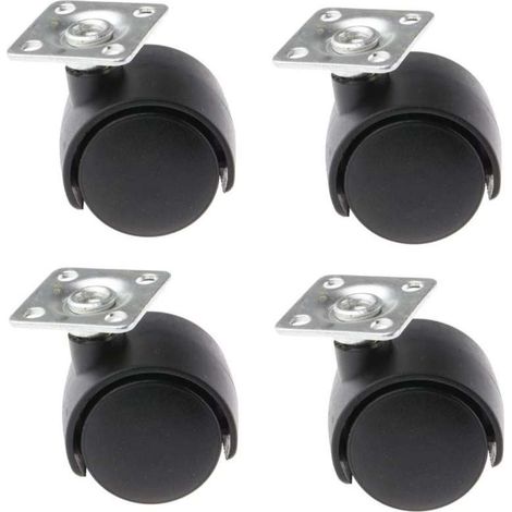 4x roulette meuble pivotante sans frein 30mm plastique noire universelle mini rouleau pied lit casier chariot poubelle rangement table basse roue (1/2)