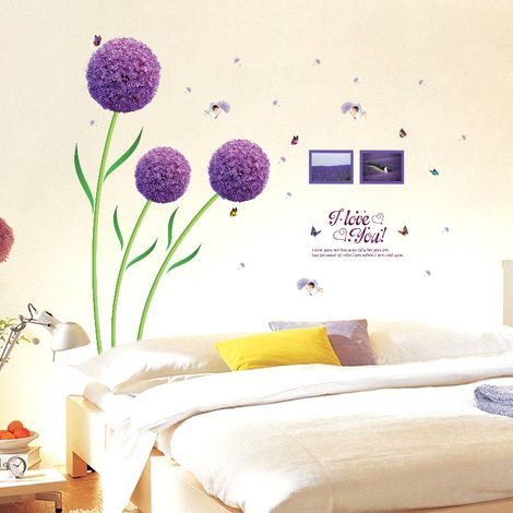 Aufkleber Wandbild Violet Pissenlit Autocollant Mural Hortensia Fl