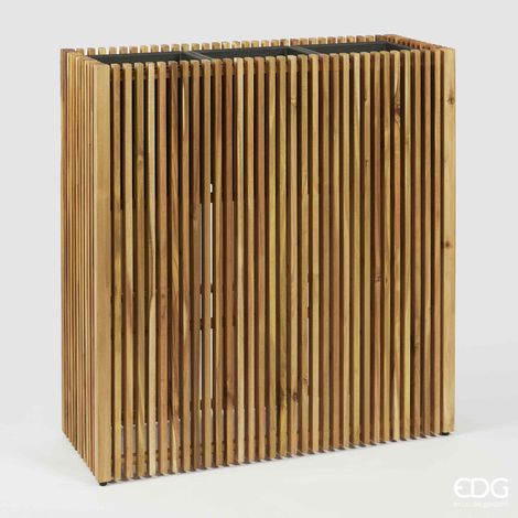 EDG Vaso Listelli Rettangolare Legno di Acacia Brown H 90 (1/5)