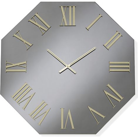 Orologio ottagonale 60x60 cm in cristallo Fume' e numeri Oro - DYLAN