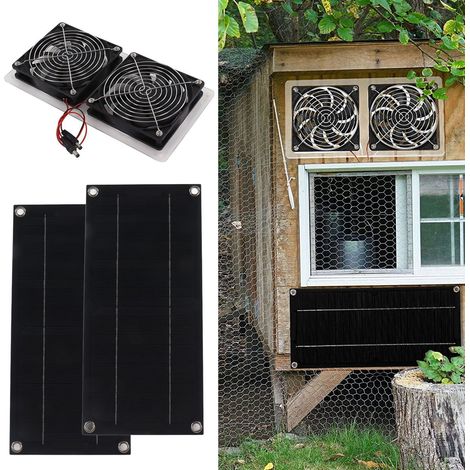 Ventilateur d'extraction solaire étanche 100 W 12 V avec panneaux solaires, ventilateur de camping portable, ventilateur double panneau extérieur (1/5)