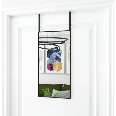 Türspiegel Schwarz 30x60 cm Glas und Aluminium