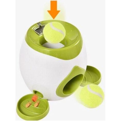 Ballwerfer für Hunde, interaktives Belohnungstrainingsgerät, Snackautomat für Spielzeug-Tennisbälle, Grau