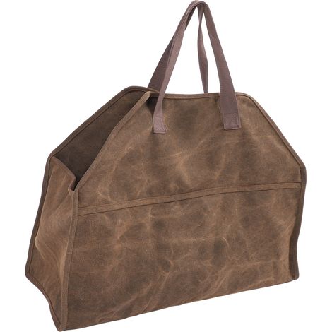 Sac à bûches en toile robuste grand porte-bois sac de transport accessoires poêle à bois cheminée sac rangement pour camping barbecue (1/5)