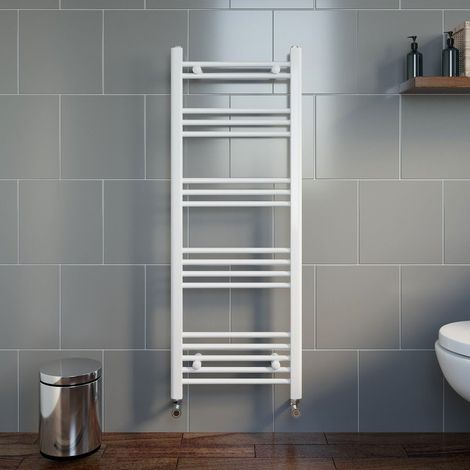 Duratherm White Heated Towel Rail Flat Straight 1200 x 450mm
