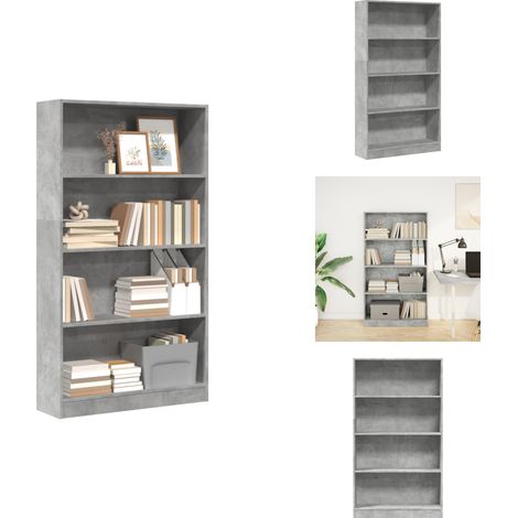 Bibliothèque gris béton 80x24x143 cm bois d'ingénierie - Bibliothèque - Bibliothèques - Étagère À Livres - Armoire De Rangement (1/5)