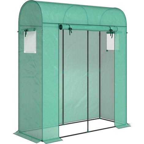 Serre à tomates en PE avec châssis acier, porte enroulable et fenêtres moustiquaires 170 x 68 x 200 cm vert (1/5)