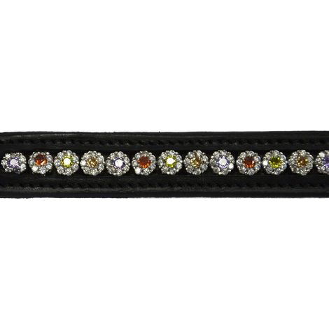 Full, Nero: Frontalino Winner in cuoio 16 mm con strass fiore