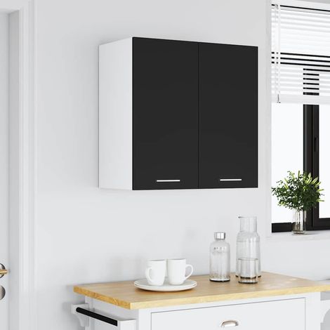 Armoire de cuisine suspendue Design moderne, Armoire Etagère de rangement, Noir 60x31x60 cm Aggloméré OIB2568E (1/5)