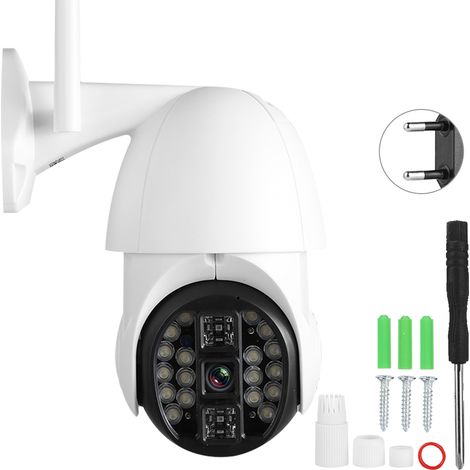 Caméra Dôme PTZ WiFi Extérieure 1080P HD, Surveillance 20LED Infrarouge, Étanche IP66, Alimentation 110-240V (1/5)