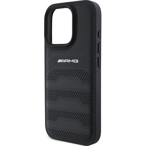 Custodia per iPhone 16 Pro Max Mercedes AMG - in pelle, elegante, nera (1/5)