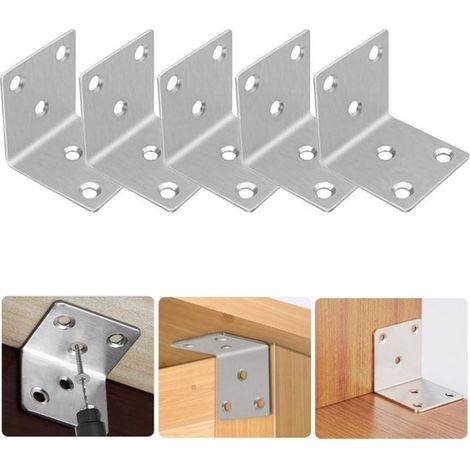 5 pezzi Staffe angolari a L Staffe di collegamento a L a 90° Supporti a L Staffe angolari in metallo Staffe angolari Per fissaggio e riparazione M (1/5)