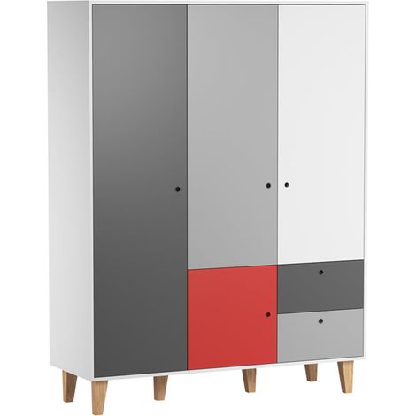 Schrank mit 3 Türen, rot, 201.5cm (1/3)