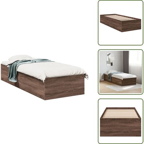 Bettgestell Braun Eichen-Optik 90x200 cm Holzwerkstoff - Holzbettwäsche - Bettkasten - Doppelbett - Einzelbett - Schlafraum Dekoration (1/5)