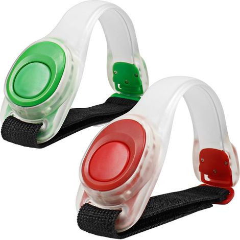 2pcs/pack Bras léger lumineux LED, Silicone réfléchissant Running Gear, Bracelet LED Glow dans le Dark - bande de slap de sécurité pour le vélo Runing, jogging haute visibilité. (Vert et rouge) (1/5)