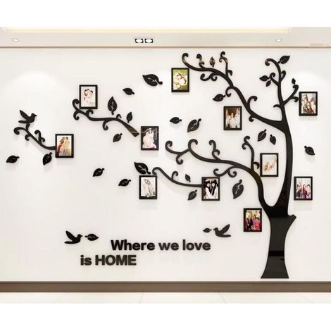DIY 3D Tree Wall Stickers, Wall Decals, Tree Art Decorations for Living Room, Bedroom (Black Left, XL: 200 x 276 cm) (1/5)