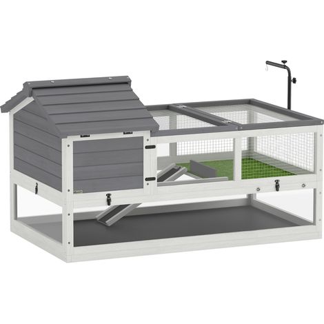 Casa per tartarughe in legno, recinto per tartarughe con due case principali e parte superiore apribile, supporto per lampade, grigio (1/5)