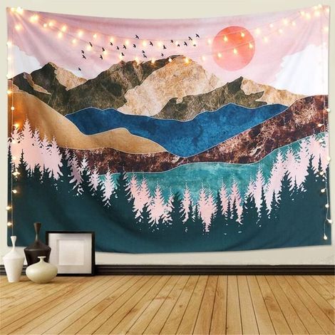 Tapisserie Murale Soleil et Lune Tenture Murale Mandala Indien Boho Hippie Couverture Décoration Murale Chambre Salon Serviette De Plage 150 130cm (1/4)