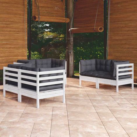 Salon de jardin 6 pcs Ensemble Table et Chaise de Jardin - avec coussins Bois de pin massif BV255077 - BonneVie (1/5)