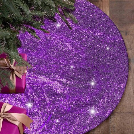 Ardoise De Sapin De Noël - Velours À Paillettes - Diamètre 76 Cm - Pour Décoration De Base De Sapin - 1 Pièce (1/5)