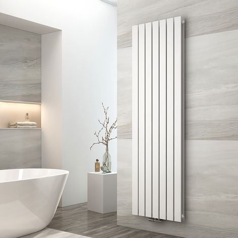 EMKE Radiatore ad acqua calda in acciaio Radiatore a doppio strato Tubo piatto Montaggio a parete Bianco 180x54cm