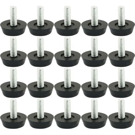 Verstellbare Nivellierfüße M6 x 20 mm 20er-Pack Schraubbefestigung geeignet für Möbel geeignet für Holz und Kunststoff Oberflächenschutz 20 Stück (1/2)