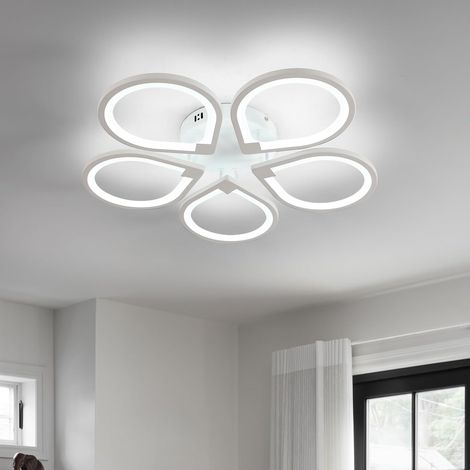 COMELY Minimalistische LED-Deckenleuchte aus Acryl, 5 Module, Sandweiß, 60 x 60 x 8 cm, 50 W, Tageslicht 6500 K, CRI 80, 220 V, für Wohnzimmer, Büro, Flur (1/5)
