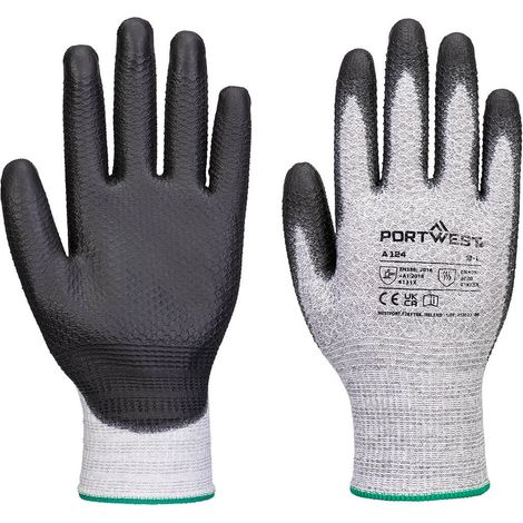 Guanti Grip 13 Pu Diamond Knit (confezione da 12) - Taglia XS - Grigio/nero - Portwest