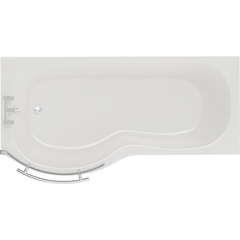 Plage 1700mm Left Hand P Shape Shower Bath with Towel Rail Bath Screen and Front Bath Panel (1/5)