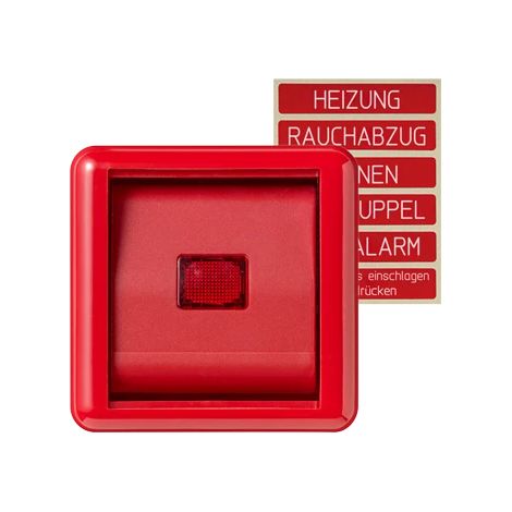 Jung Tapa con placa de vidrio simple, con marco integrado, termoplástico, WG 800, rojo 860 WGL RT