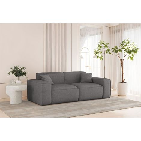Sofa Designersofa CELES PREMIUM 2-Sitzer in Stoff Artico Grau