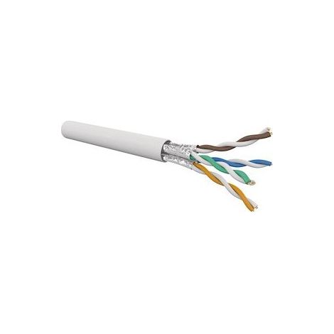 Gigamedia C6AUF2X4HFT5 Cable de categoría 6A UFTP dúplex, 2×4 pares, AWG 23, HF, DCA blanco, bobina de 500 m