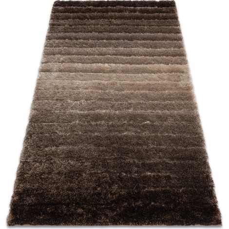 Modern Teppich FLIM 007-B3 shaggy, Streifen - Strukturell braun brown 120x160 cm