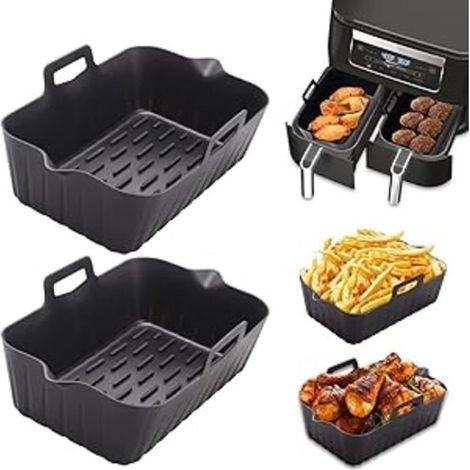 Moule Air Fryer - FOLAYA - Alyvisun - 2 Pièces - Silicone Réutilisable - Noir (1/4)