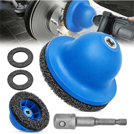Lot de 4 meules de moyeu de roue de voiture : meuleuse de moyeu de roue - Diamètre intérieur : 90 mm - Diamètre extérieur : 150 mm - Lot de 2 roues abrasives avec entraînement carré de 1/2