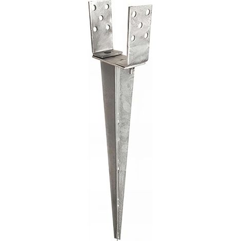 Pied de poteau en U zingué à enfoncer - Largeur réglable de 0 à 120 mm - 0-120 x 65 x 700 x 2,0 mm (1/5)