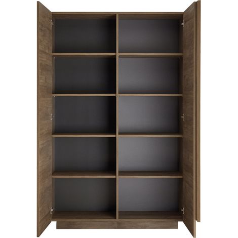 Armadio Multiuso 2 Ante Procida, 8 Ripiani, Apertura Maniglia Made in Italy, 2 Ante, 121x193h cm Marrone Noce