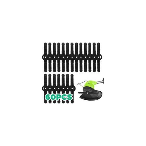 60 Pcs Lames en Plastique de Rechange, 15cm Débroussailleuse en Plastique Lot Lame Débroussailleuses à Gazon, Lames Coupe Bordure sans Fil de Rechange pour Tondeuse de Jardin (Noir)